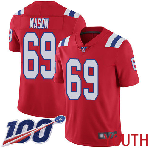 New England Patriots Football #69 Vapor Untouchable 100th Season Limited Red Youth Shaq Mason Alternate NFL Jersey->youth nfl jersey->Youth Jersey